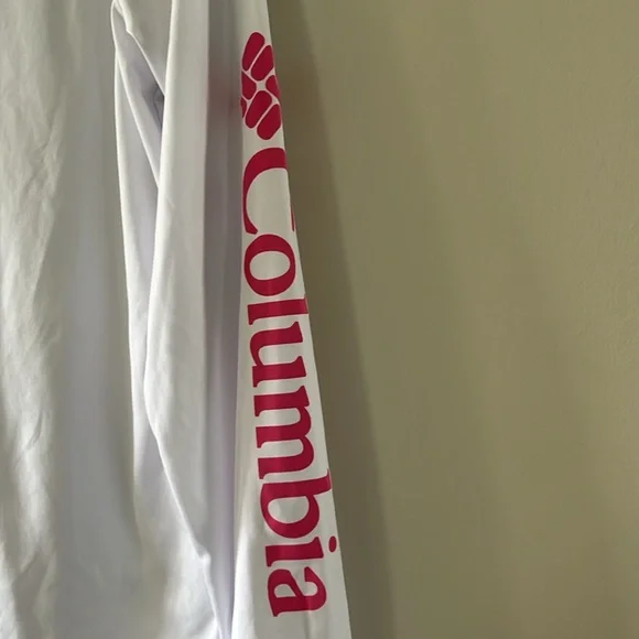 Columbia women's rapid creek long-sleeve top shirt white pink logo M omni shade - Picture 10 of 16
